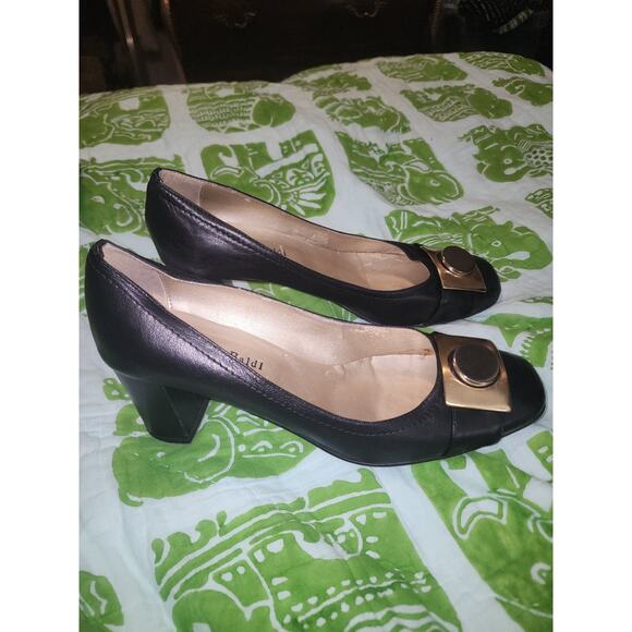 Massimo Baldi Shoes - Massimo Baldi Women's Blk Career Pump Size 40 or 9M Made In Italy Leather